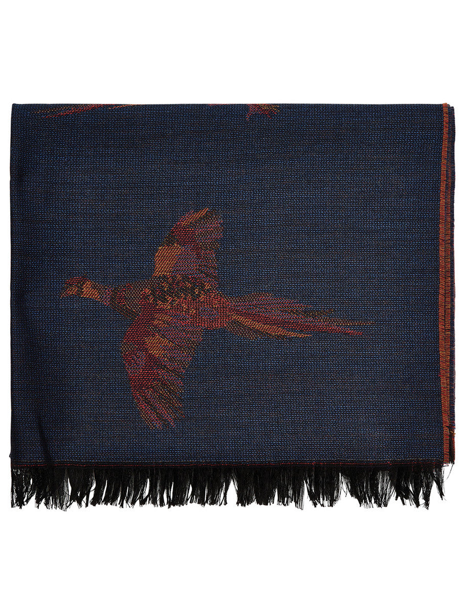 Birchdale Wool Tweed Fringed Stole - Midnight 