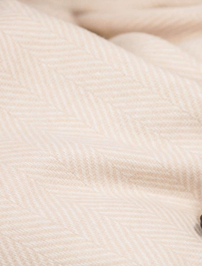 Wool and Cashmere Throw -Bone Herringbone 