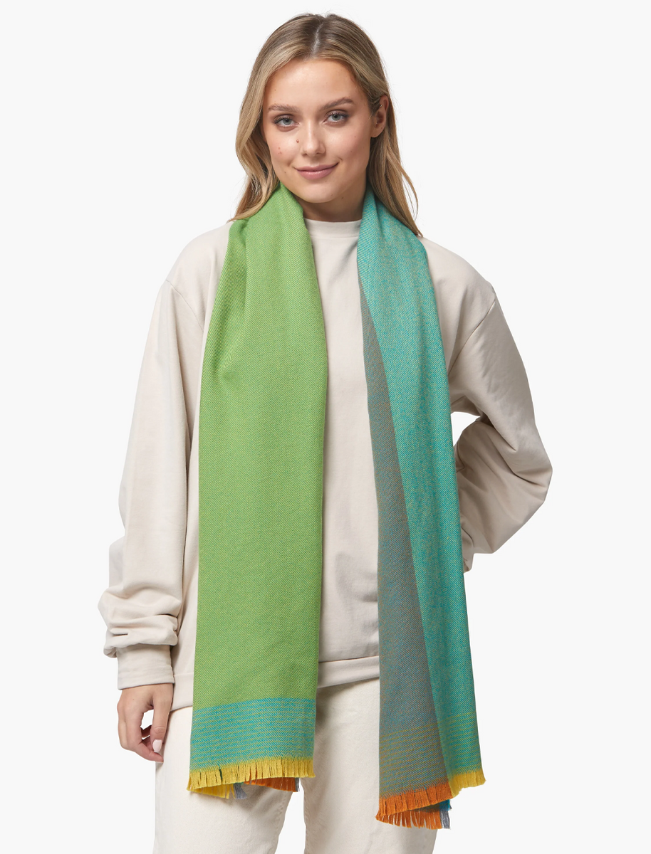Giant Merino Scarf - Green &amp; Blue 