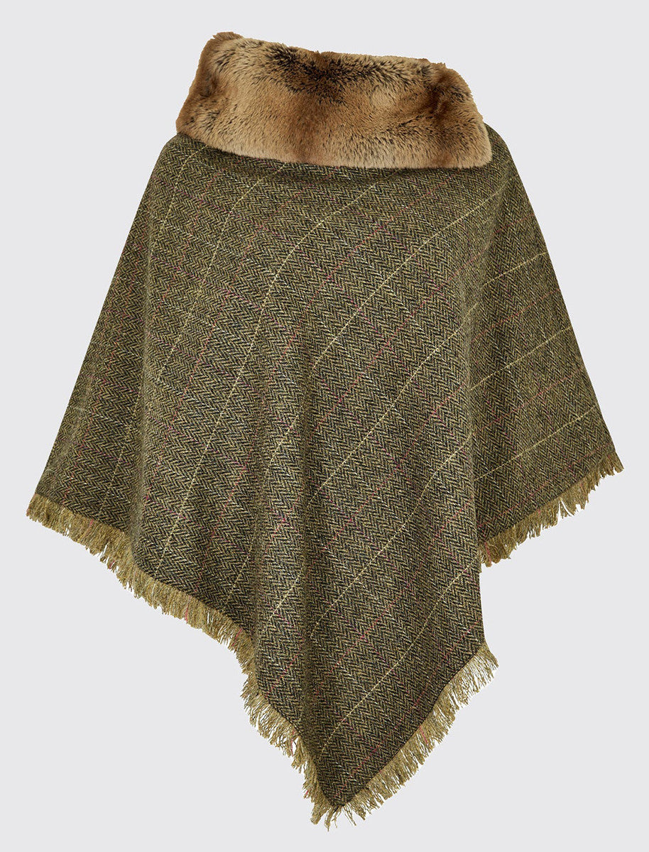 Silverfir Pure Wool Tweed Poncho - Thistle 