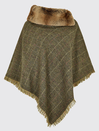 Silverfir Pure Wool Tweed Poncho - Thistle 