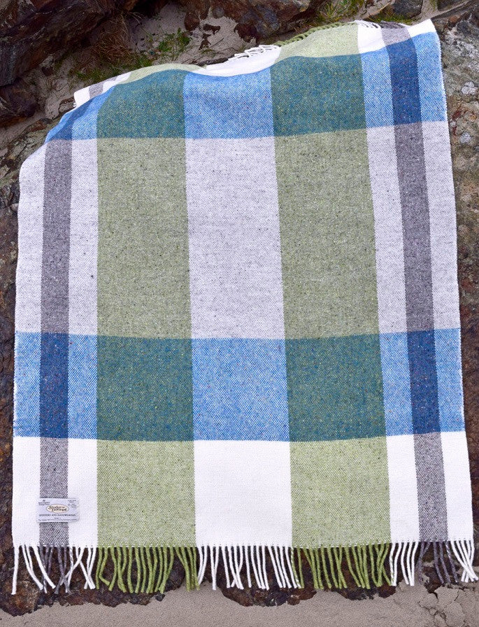 Donegal Tweed Mediterranean Fringed Throw - Sea