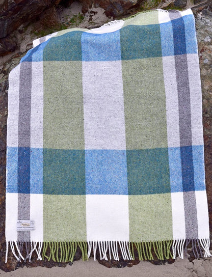 Donegal Tweed Mediterranean Fringed Throw - Sea