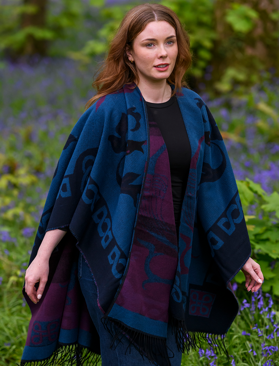 Book Of Kells Celtic Shawl - Blue Tones 