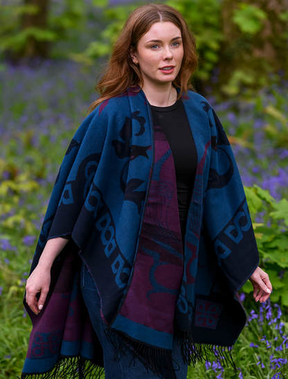 Book Of Kells Celtic Shawl - Blue Tones 