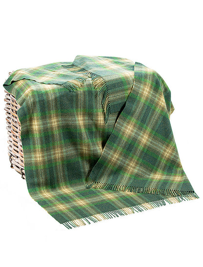 Lambswool Throw - Green &amp; Camel Mix 