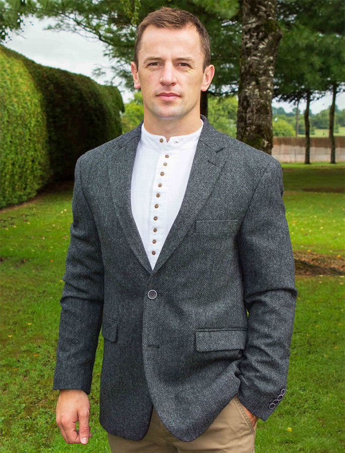 Irish Wool Tweed Classic Fit Jacket - Grey 