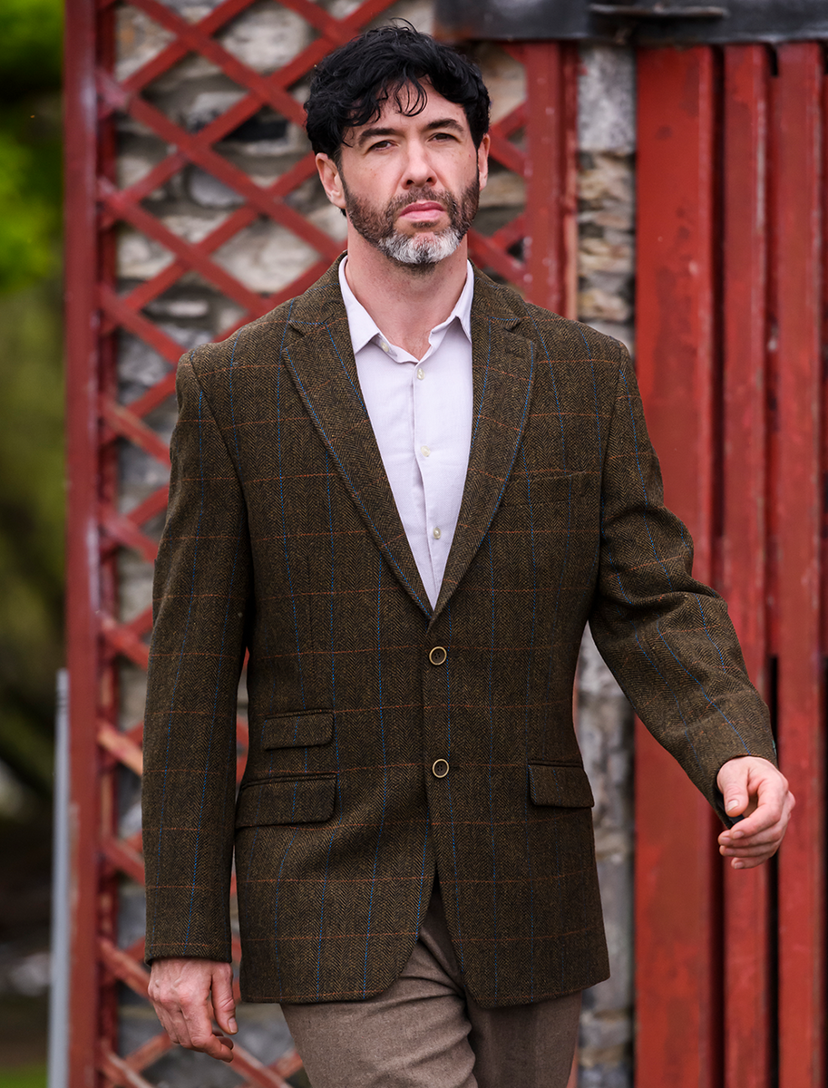 Irish Wool Tweed Sport Jacket - Olive 