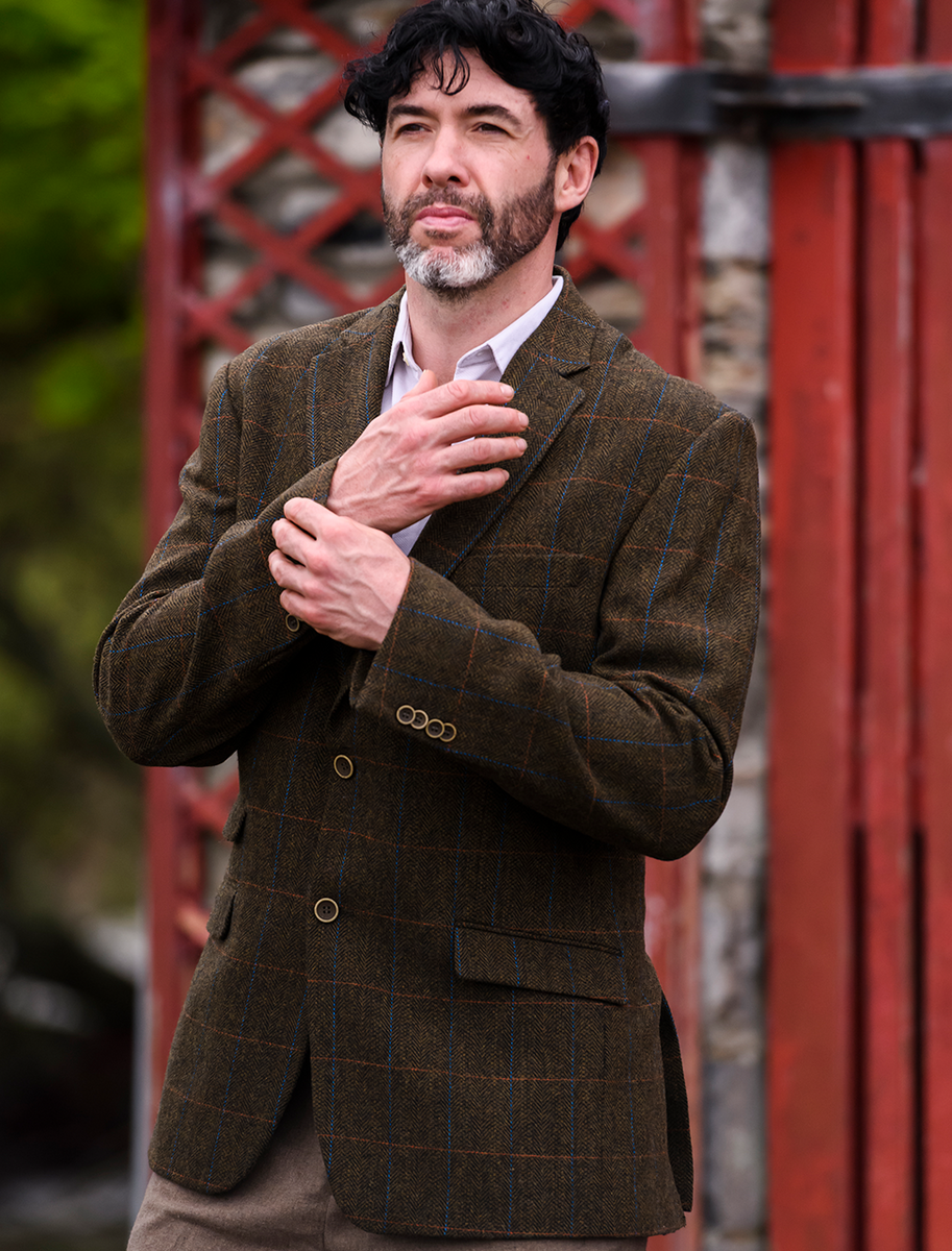 Irish Wool Tweed Sport Jacket - Olive 