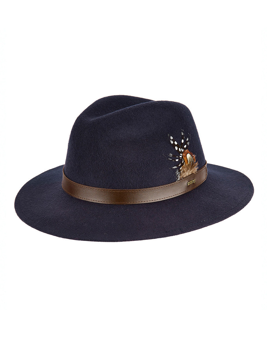 Ladies Gallagher Wool Felt Fedora - Navy 