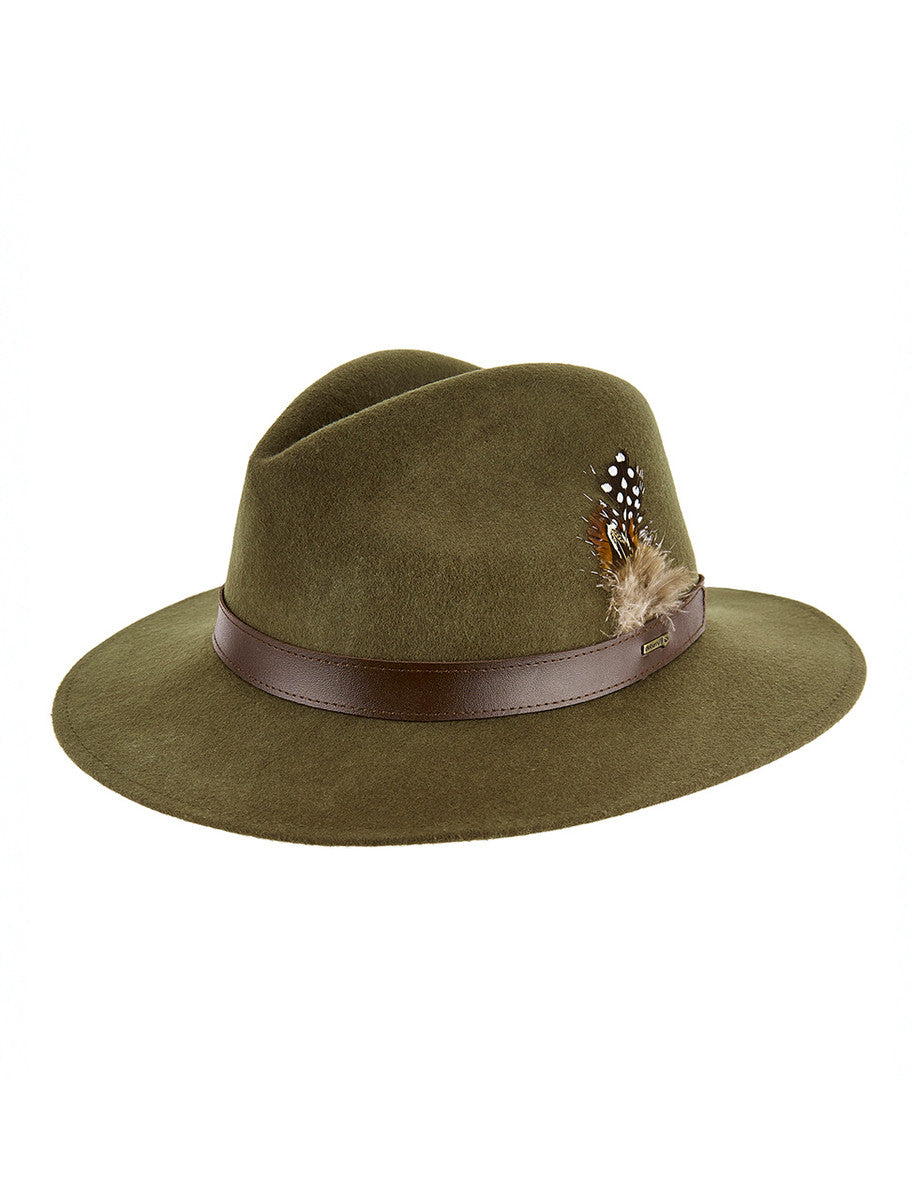 Ladies Gallagher Wool Felt Fedora - Olive 