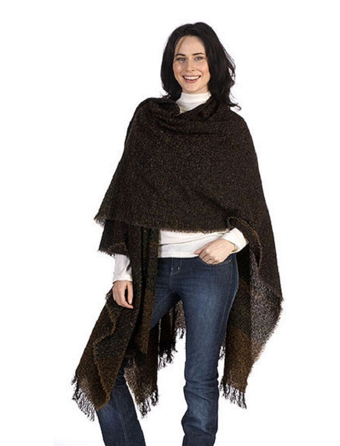 Lambswool Celtic Ruana Wrap - Turf