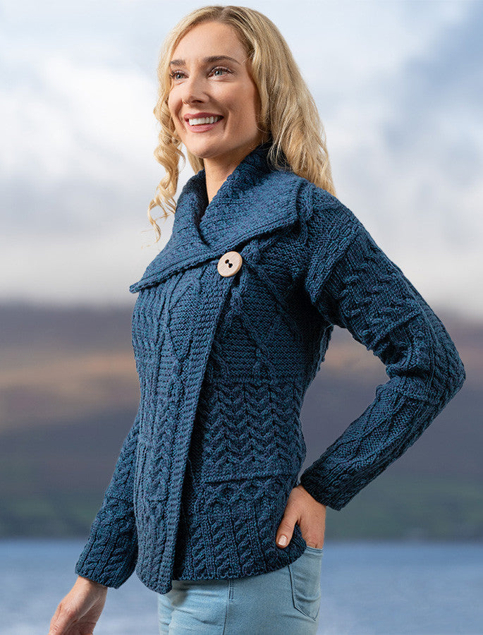 Patchwork Cardigan with Collar - Atlantic 
