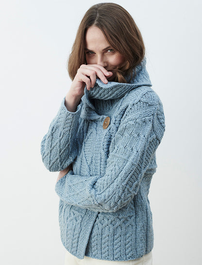 Patchwork Cardigan with Collar - Misty Marl 