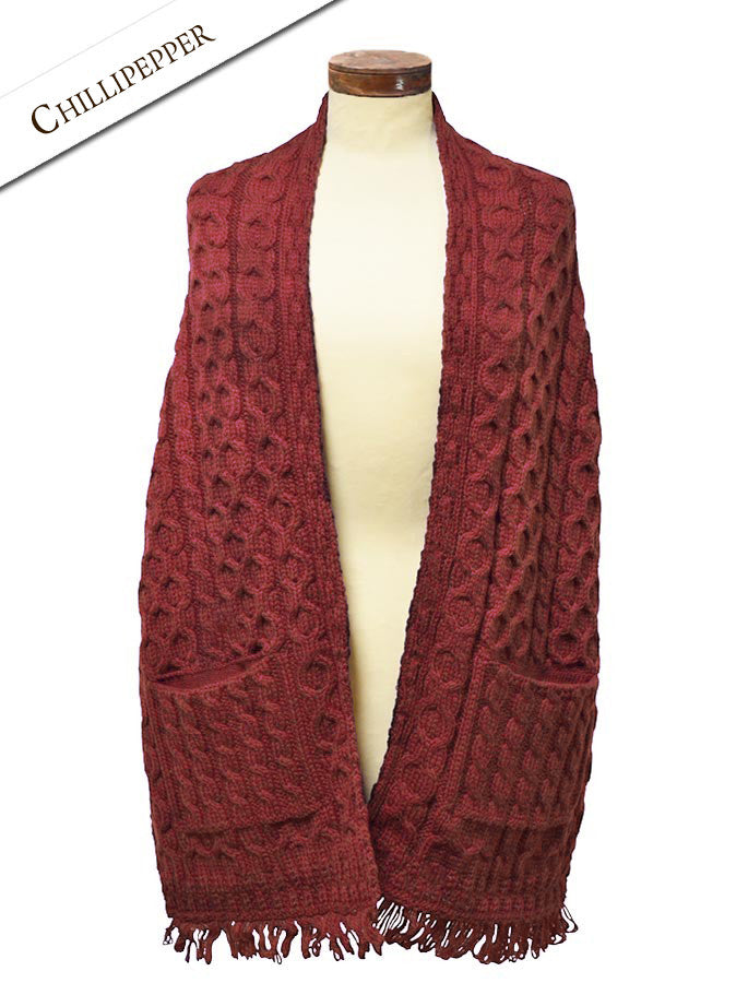 Aran Shawl Wrap with Pockets – Chillipepper 