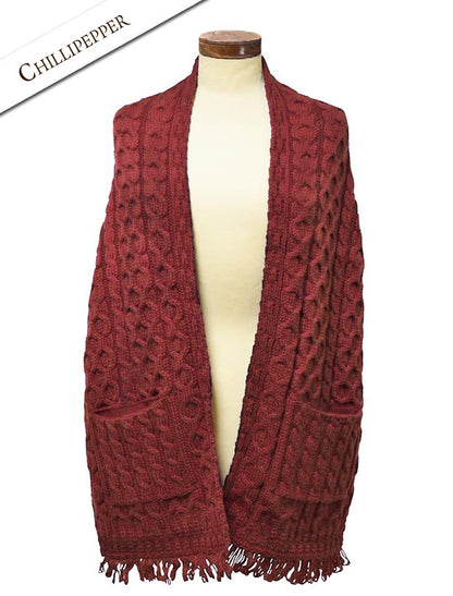 Aran Shawl Wrap with Pockets – Chillipepper 