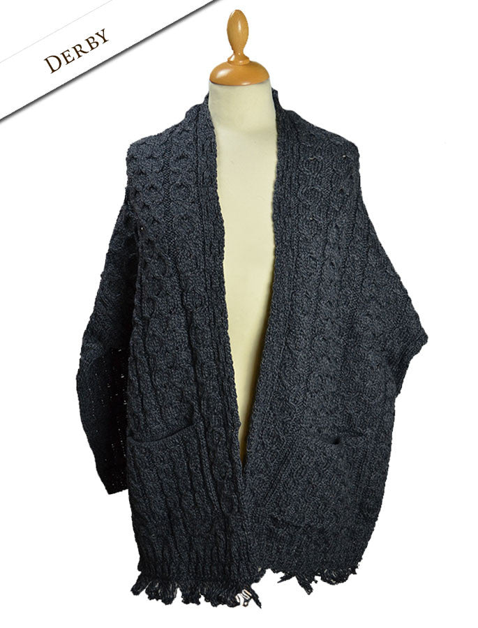 Aran Shawl Wrap with Pockets – Derby 