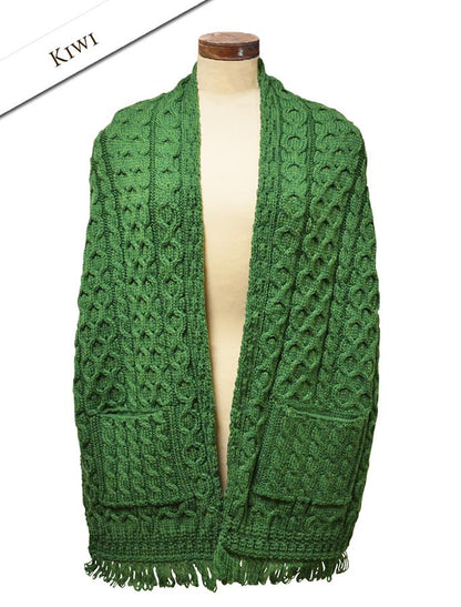 Aran Shawl Wrap with Pockets – Kiwi 