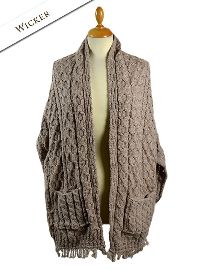 Aran Shawl Wrap with Pockets – Wicker 