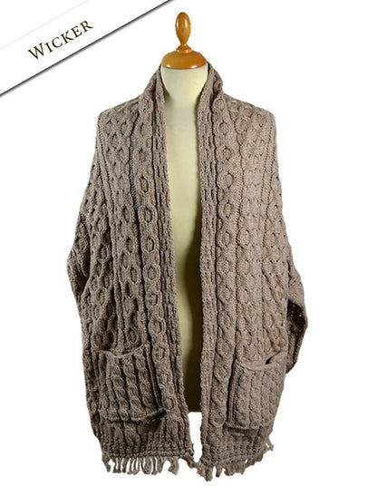 Aran Shawl Wrap with Pockets – Wicker 