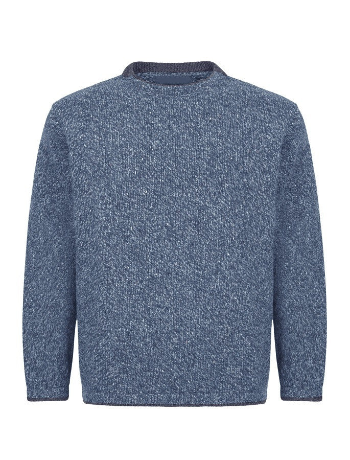 Wool Cashmere Crew Neck Sweater - Blue Ocean 