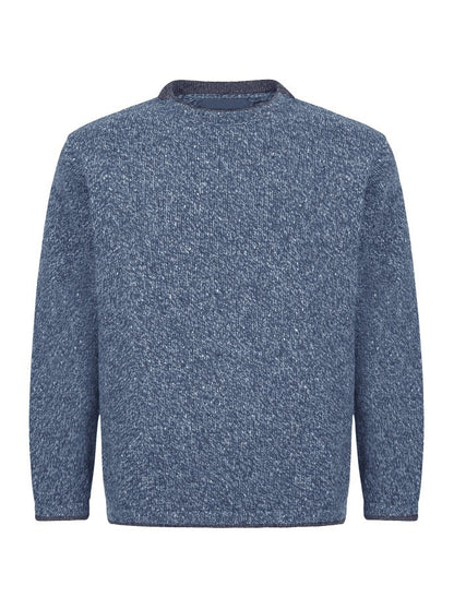 Wool Cashmere Crew Neck Sweater - Blue Ocean 