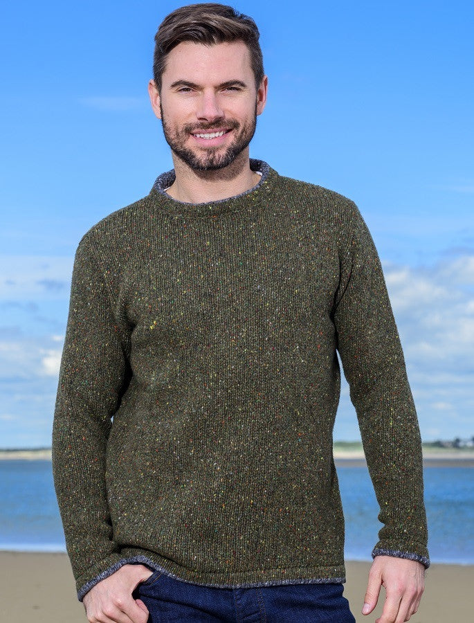 Wool Cashmere Crew Neck Sweater - Loden 