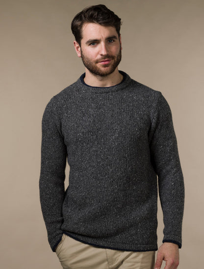 Wool Cashmere Crew Neck Sweater - Medium Grey 