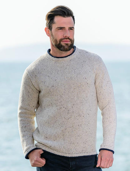 Wool Cashmere Crew Neck Sweater - Chalk 