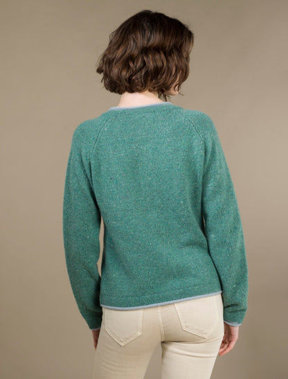 Wool Cashmere Button Down Cardigan - Sea Green 