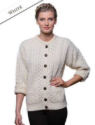 Merino Wool Aran Lumber Jacket - White