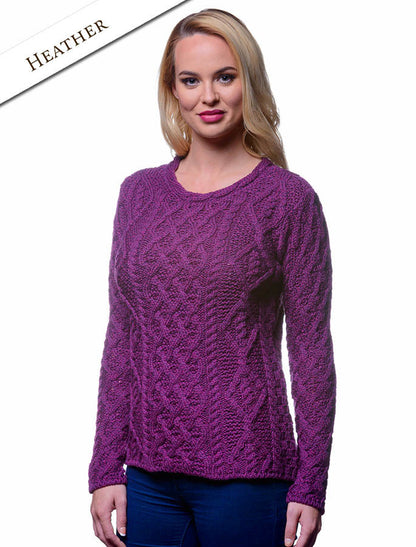 Womens Lambay Aran Sweater - Heather 