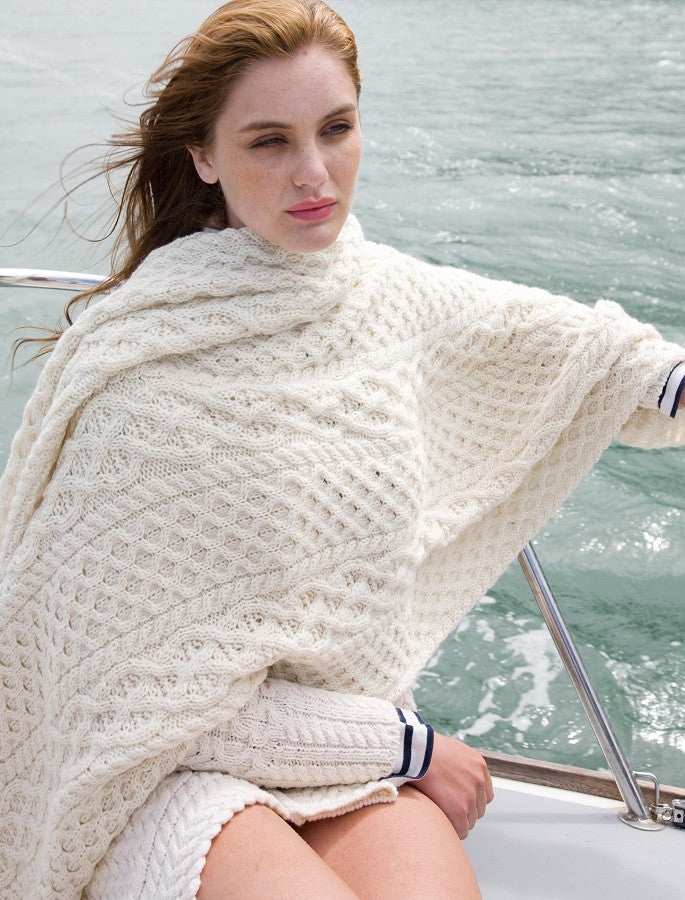 Merino Aran Throw - Natural White 