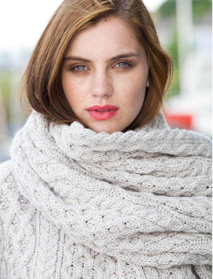 Merino Aran Throw - Silver 