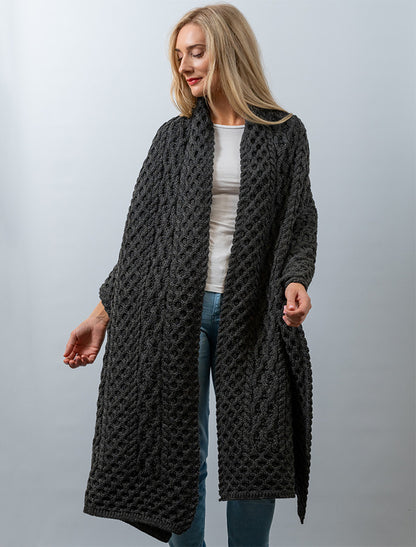 Cable Aran Wrap - Graphite 