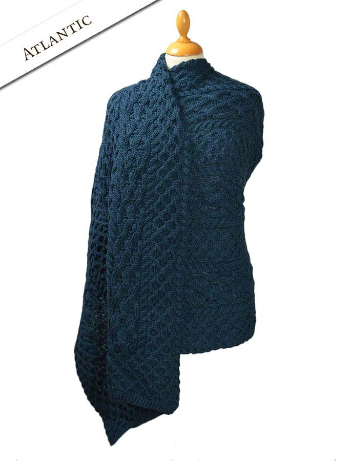 Cable Aran Wrap - Atlantic 