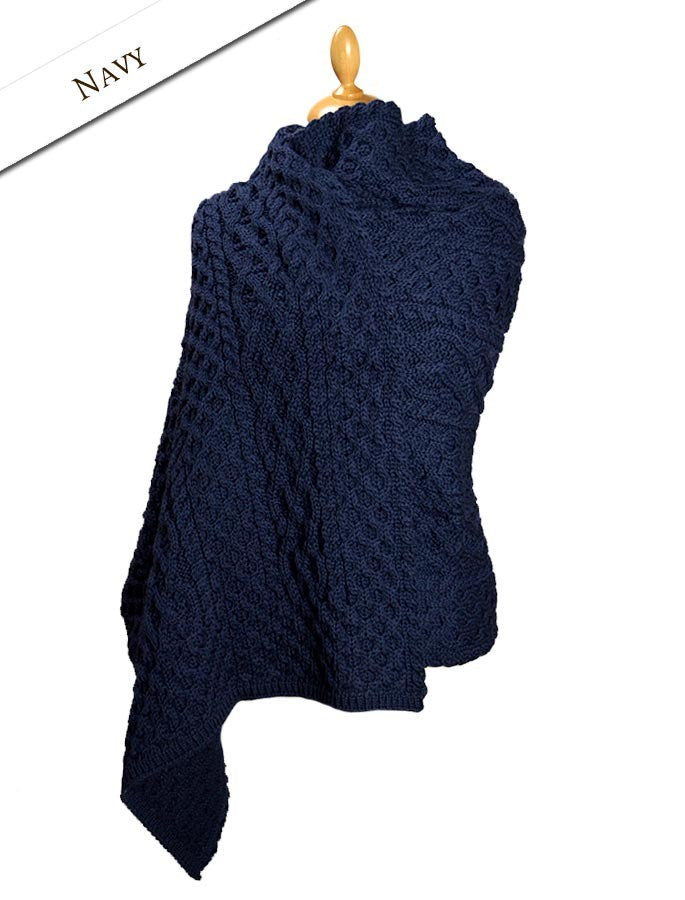 Cable Aran Wrap-Navy 