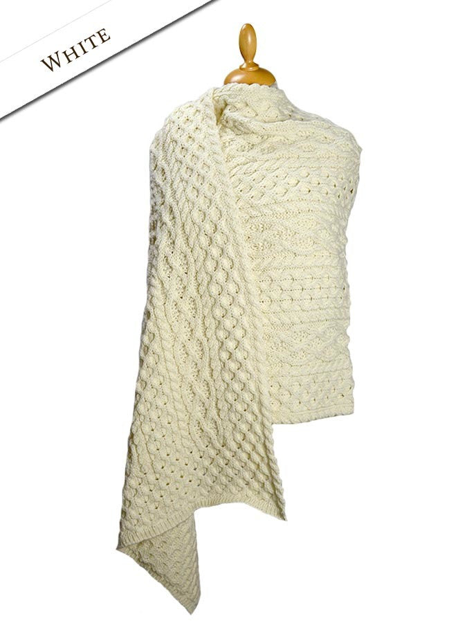 Cable Aran Wrap - White 
