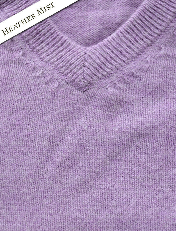 Mens Lambswool V-Neck Sweater - Heather Mist 