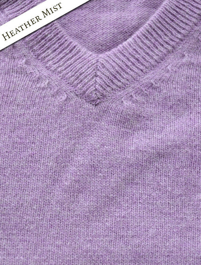 Mens Lambswool V-Neck Sweater - Heather Mist 