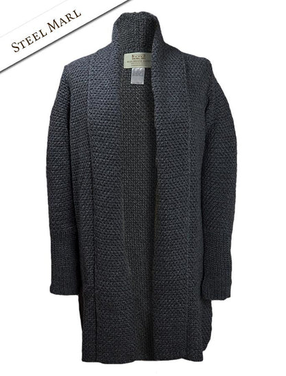 Textured Merino Cardigan - Steel Marl 