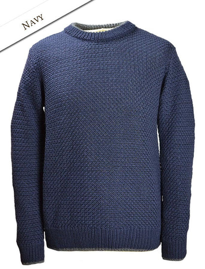 Merino Textured Crew Neck Merino Textured Crew Neck Sweater - Navy 