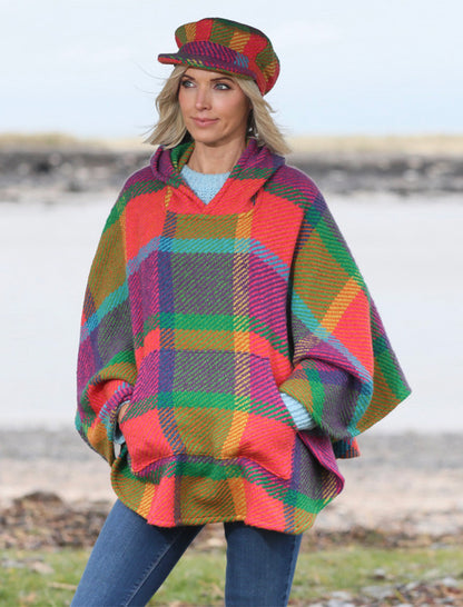 Cheryl Herringbone Hooded Poncho - Galway Multi 