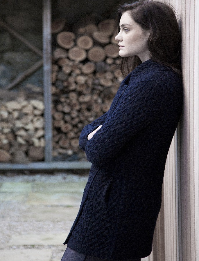 Trellis Side Zip Coatigan - Navy 