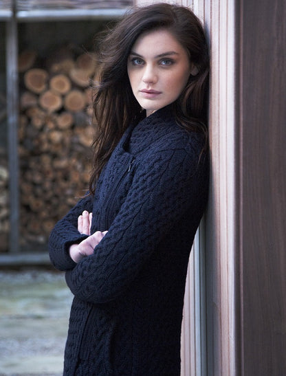 Trellis Side Zip Coatigan - Navy 
