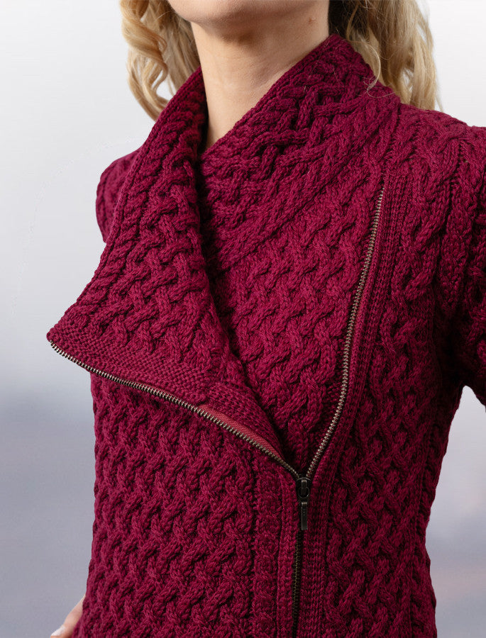 Trellis Side Zip Coatigan - Claret 