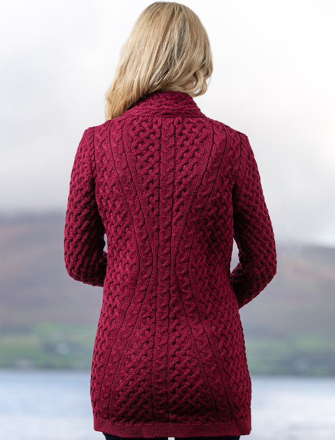 Trellis Side Zip Coatigan - Claret 