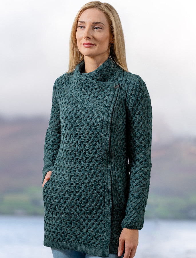 Trellis Side Zip Coatigan - Evergreen 