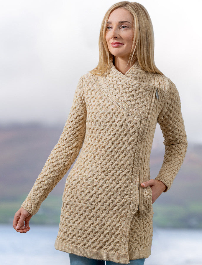 Trellis Side Zip Coatigan - Oatmeal 
