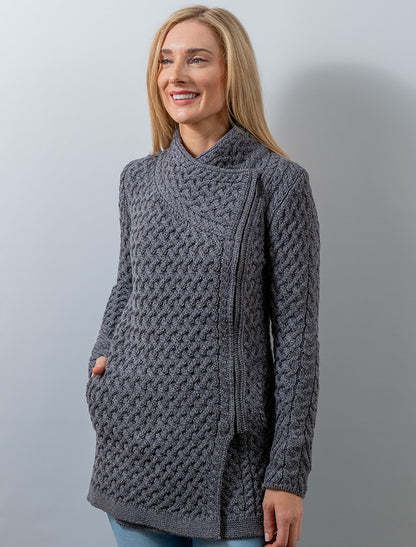 Trellis Side Zip Coatigan - Steel Marl 